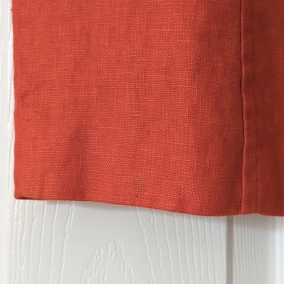Express Tailleur 90's Vintage Linen High Waisted Mini Pencil Skirt Orange 7/8 - Picture 7 of 9